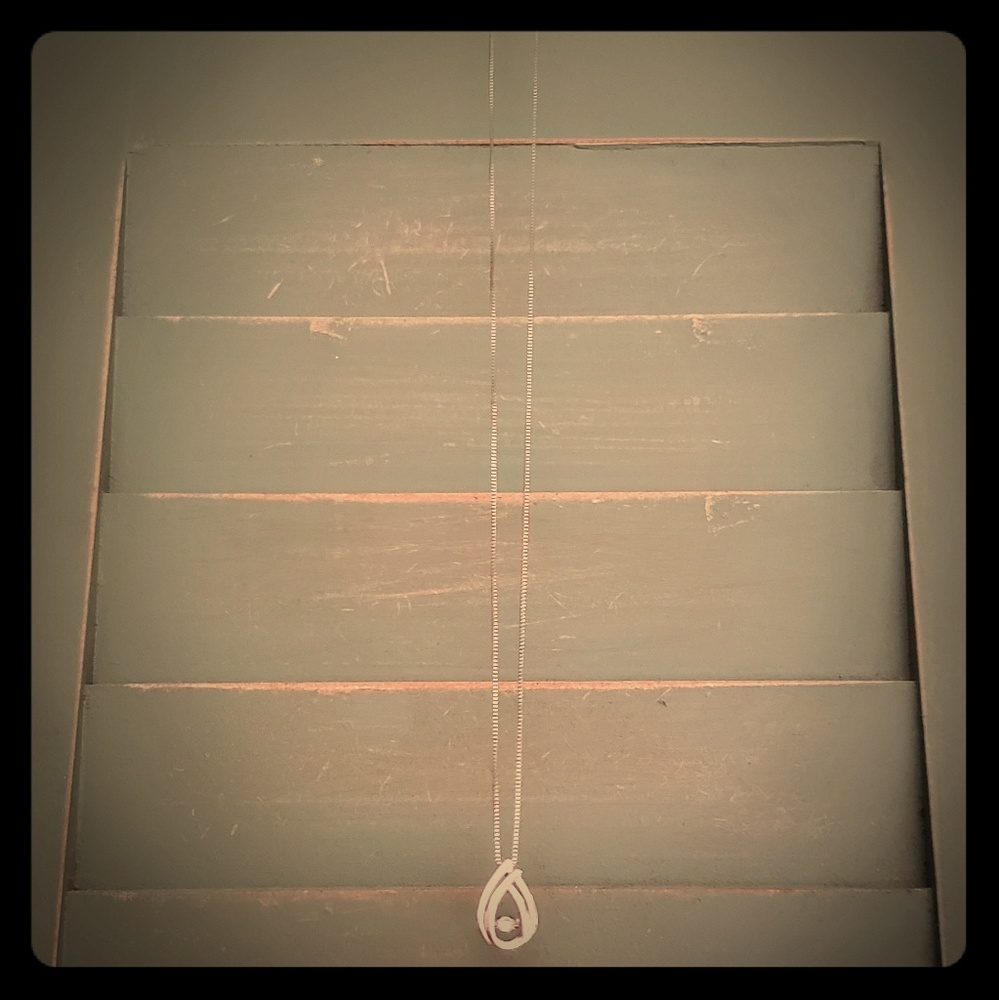 Ladies Beating Heart White Gold Necklace